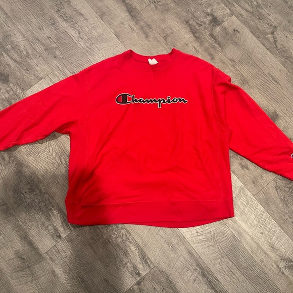 Champion Bold Red Crewneck Sweatshirt | Unisex Sweatshirts - Picture 6 of 6